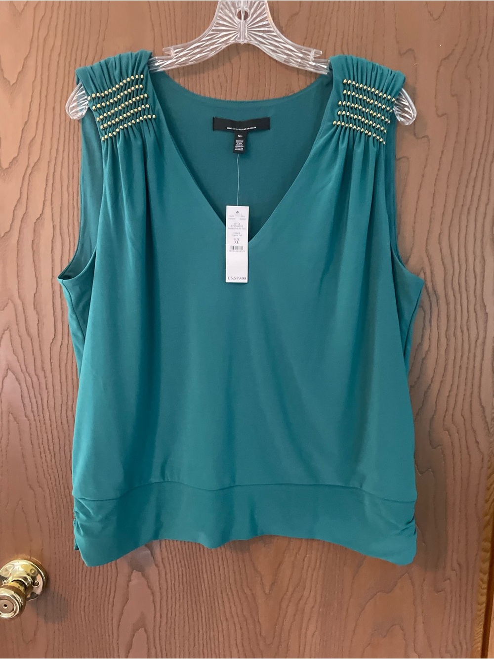 WHBM embellished teal top size XL NWT